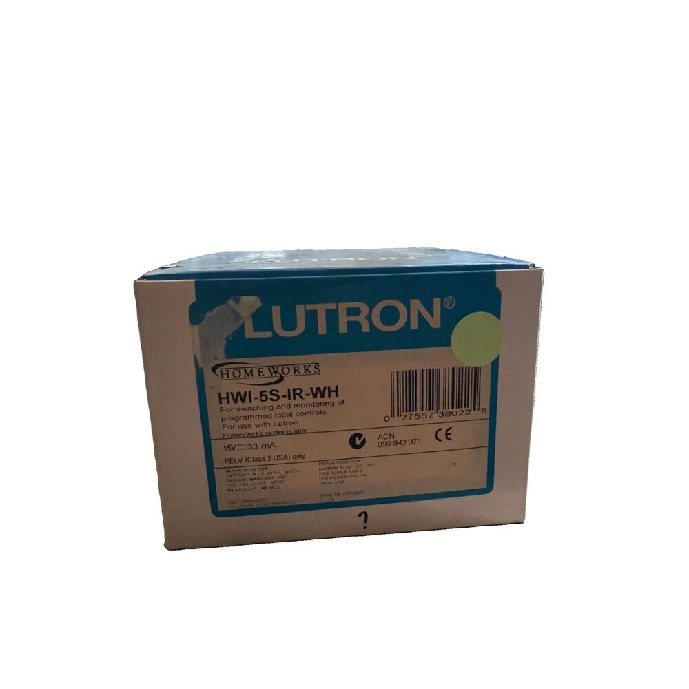 Lutron HomeWorks HWI-5S-IR-WH 5-Button IR Wallstation Switch White